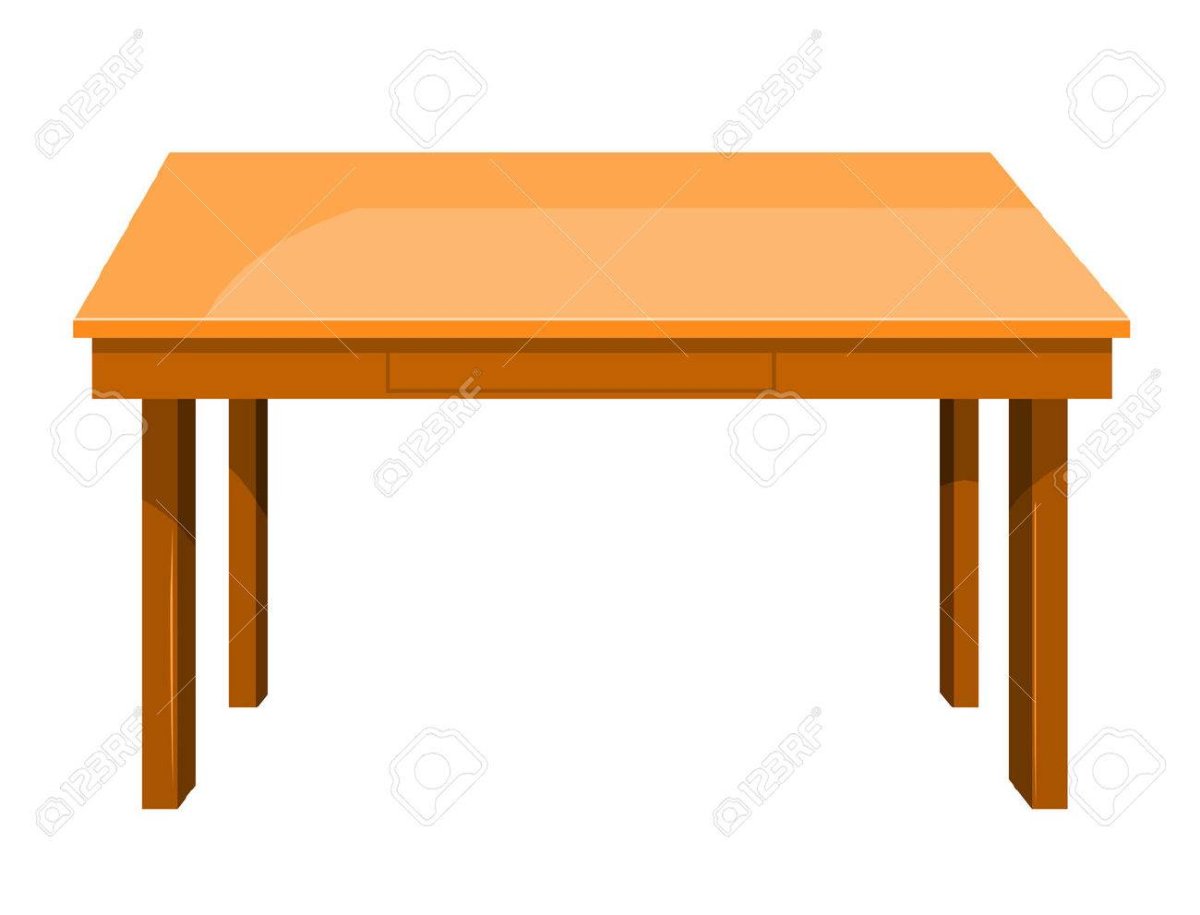 Стол мультяшный на белом фоне