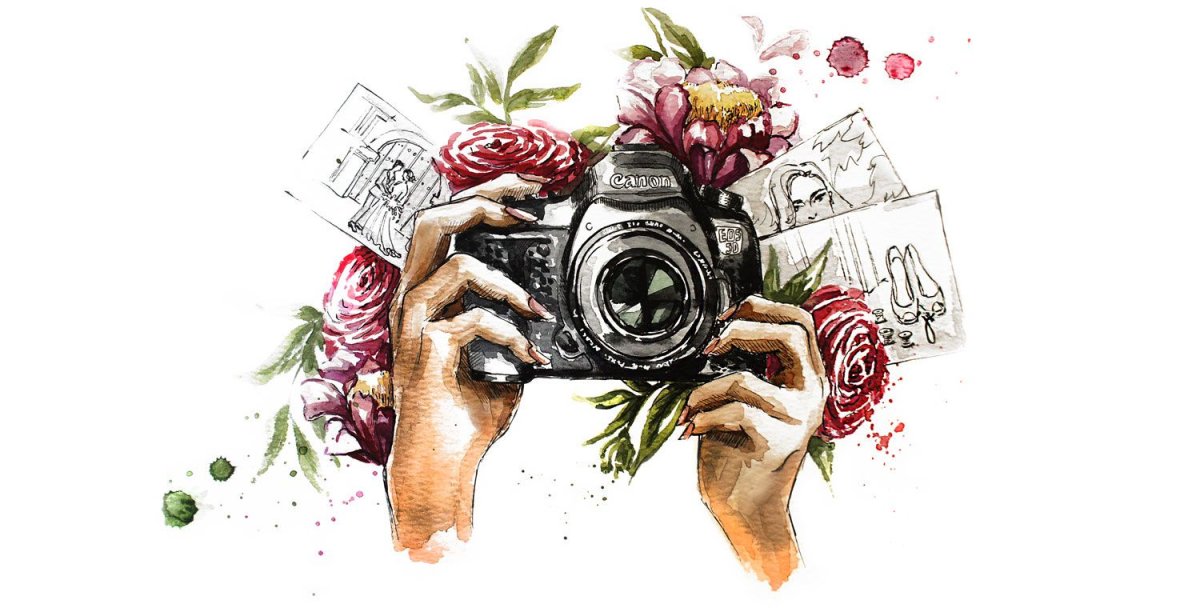 Фотоаппарат с цветами