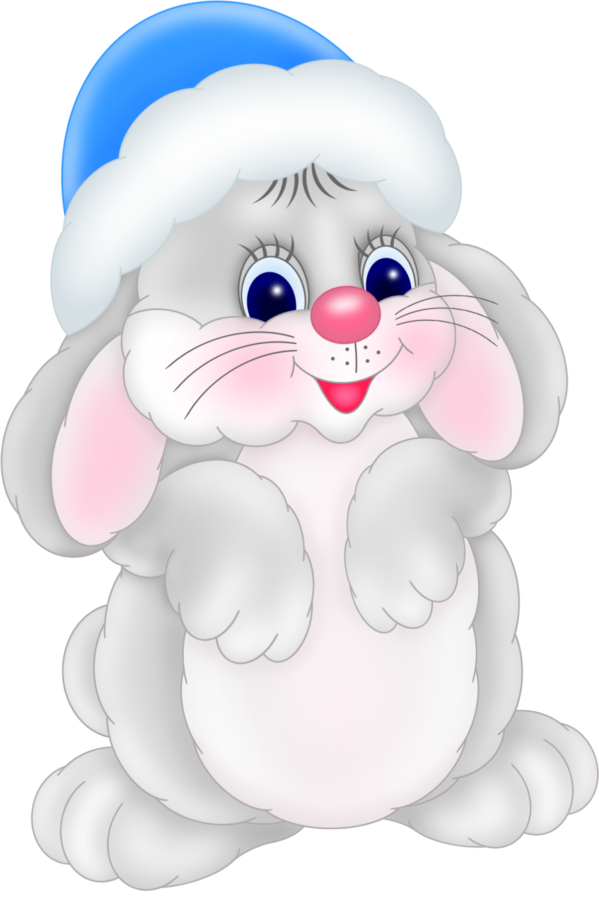 Заяц в новогоднем колпаке без фона