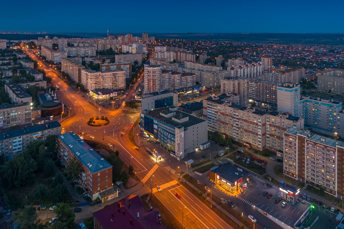 Город Ижевск с высоты птичьего полета