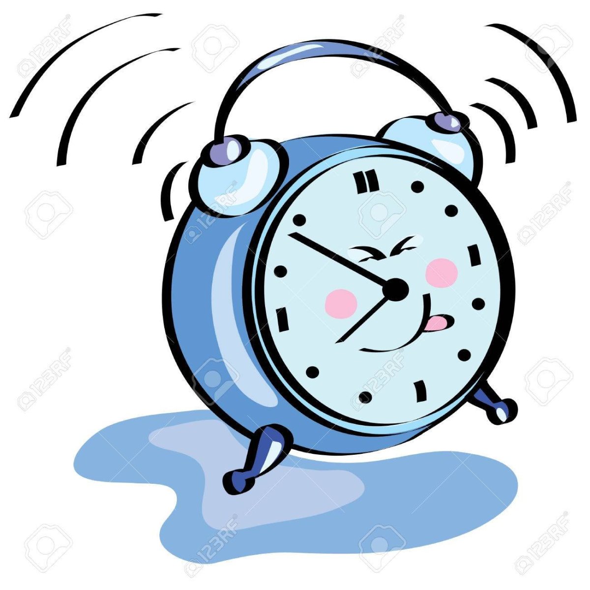 Звенящий будильник на белом фоне