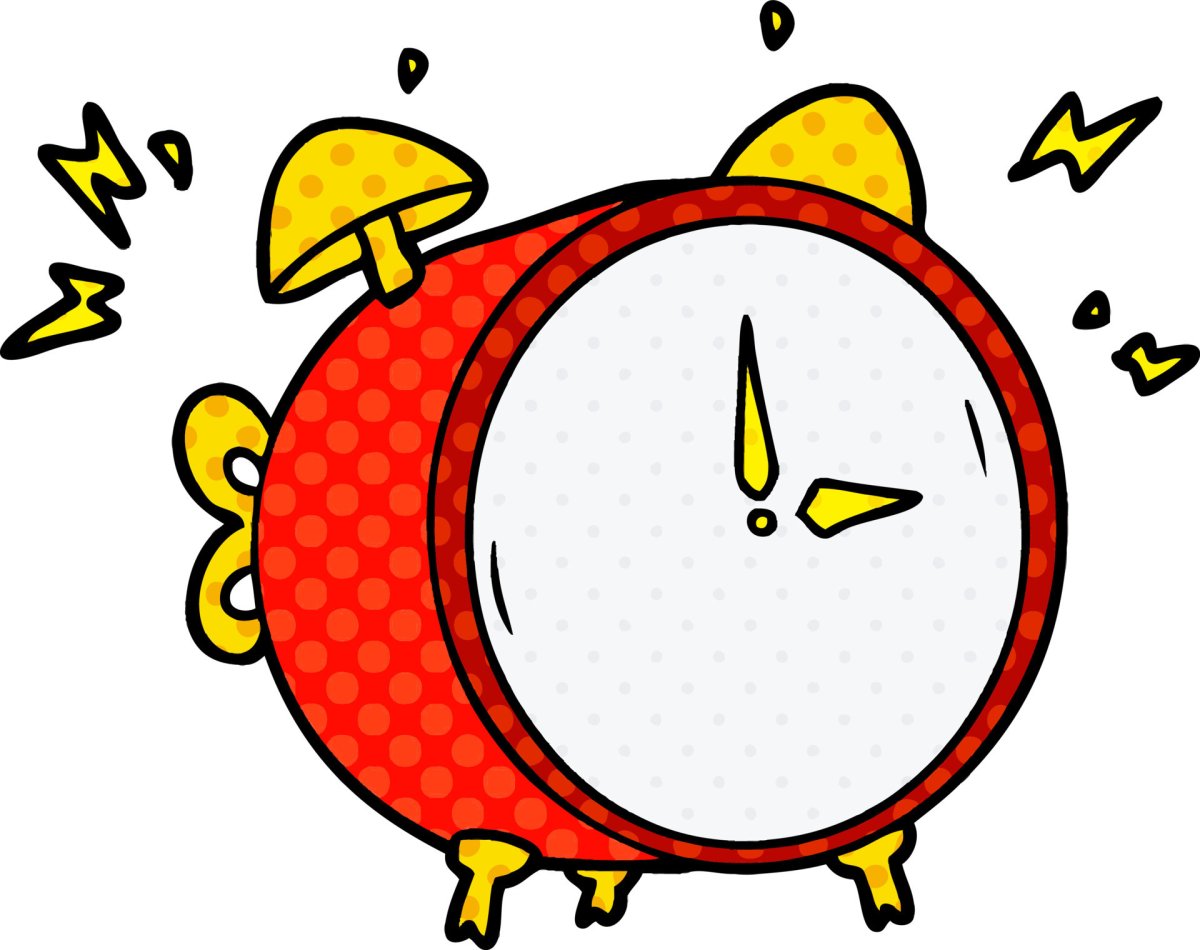 Будильник мультяшный на прозрачном фоне
