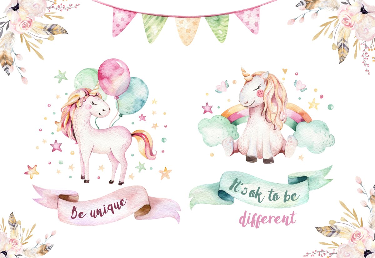 С днем рождения акварель Единорог