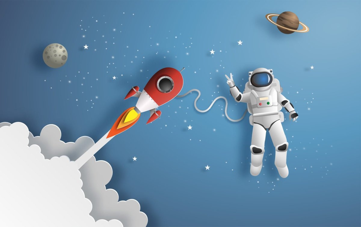 Космонавт в ракете