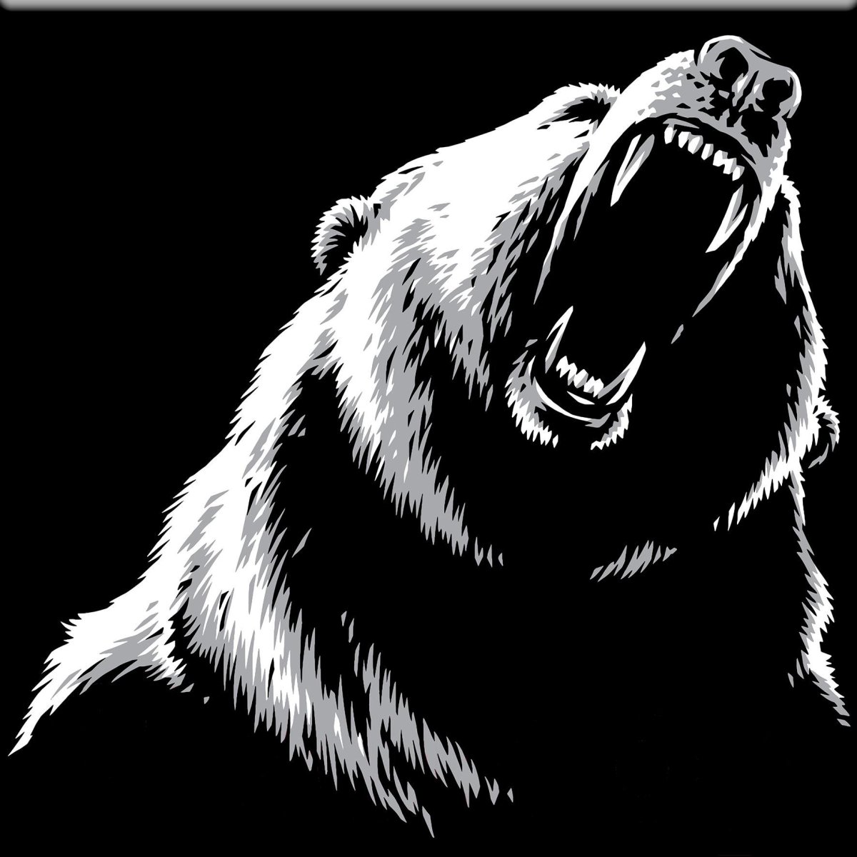 Оскал медведя черно белый