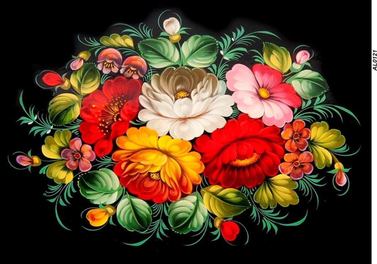 Букет Жостово поднос