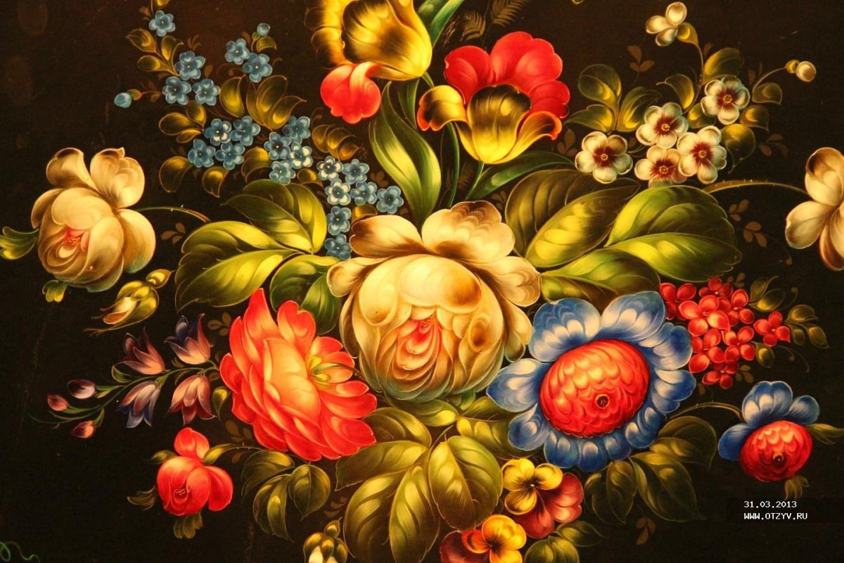 Цветы в росписи Жостово
