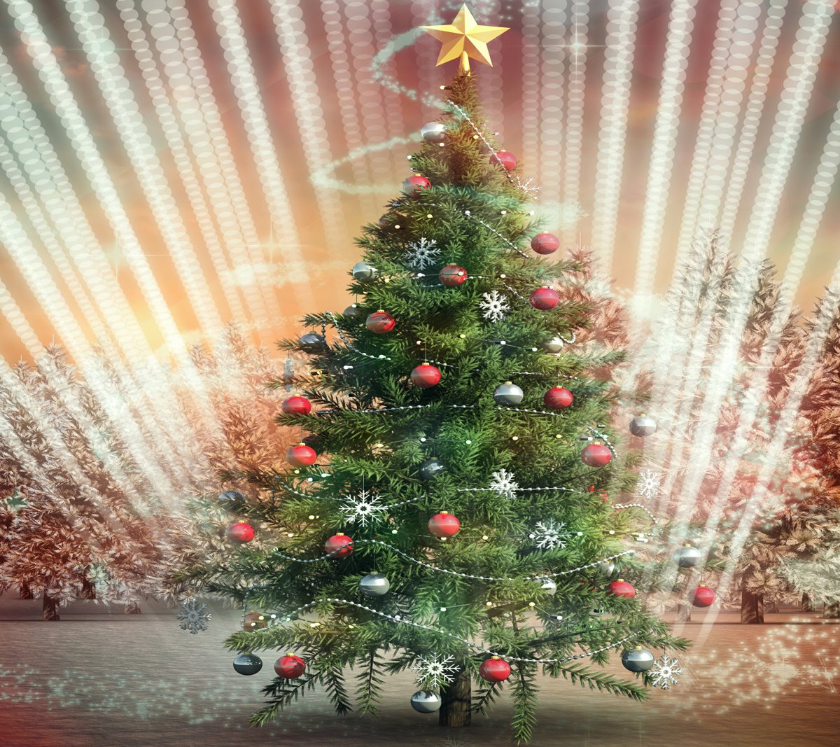 Новогодняя ель с шарами