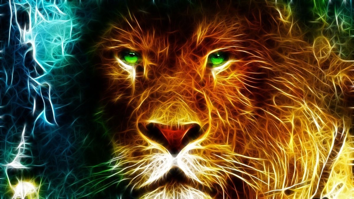 Красивый оскал Льва рис