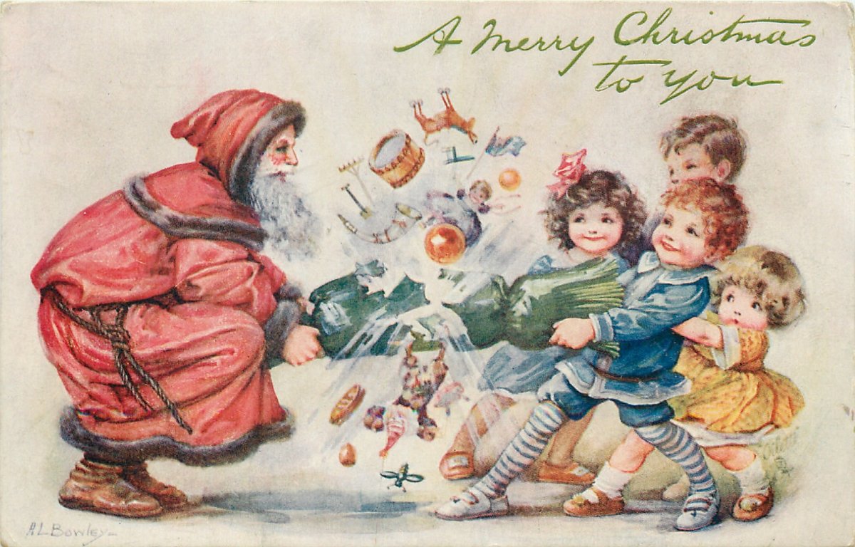 Поздравительная Винтажная Рождественская открытка на итальянском