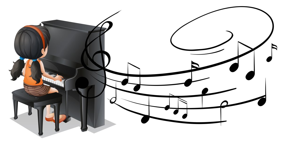 Пианист на прозрачном фоне для детей