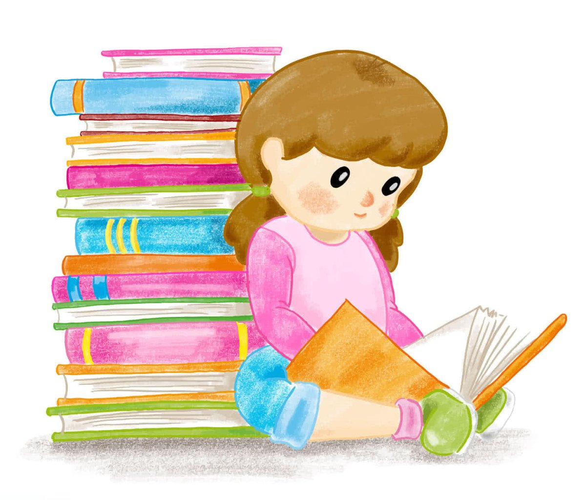 Мультяшные дети с книгами