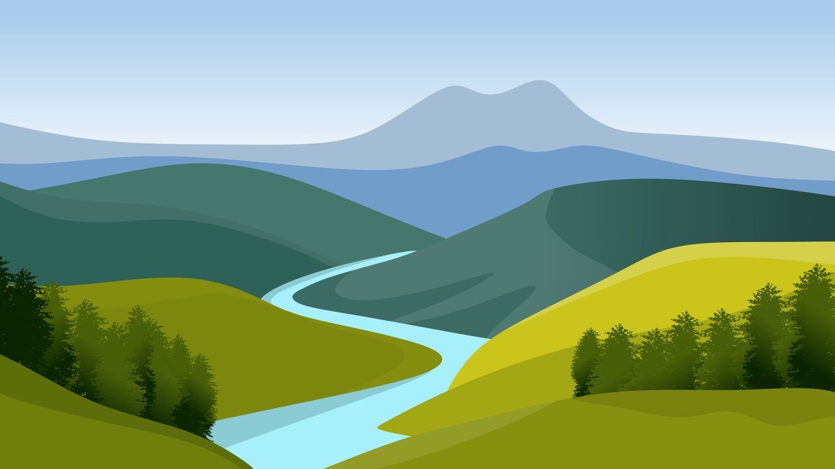 Мультяшная природа речка