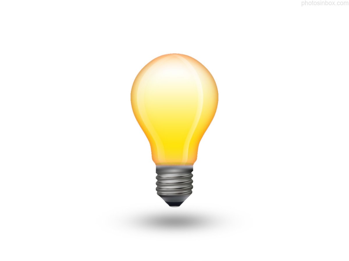 Эмодзи лампочка на прозрачном фоне