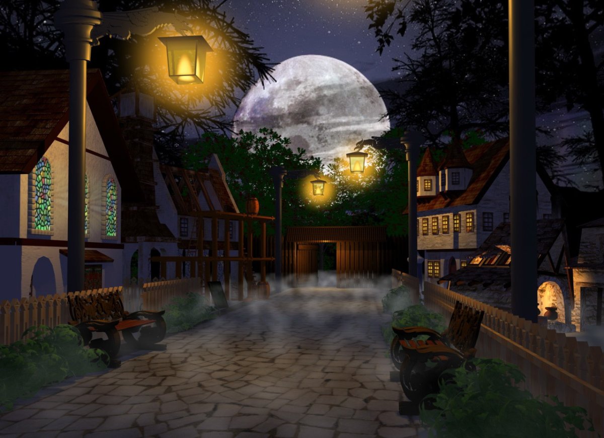 Зима ночь деревня