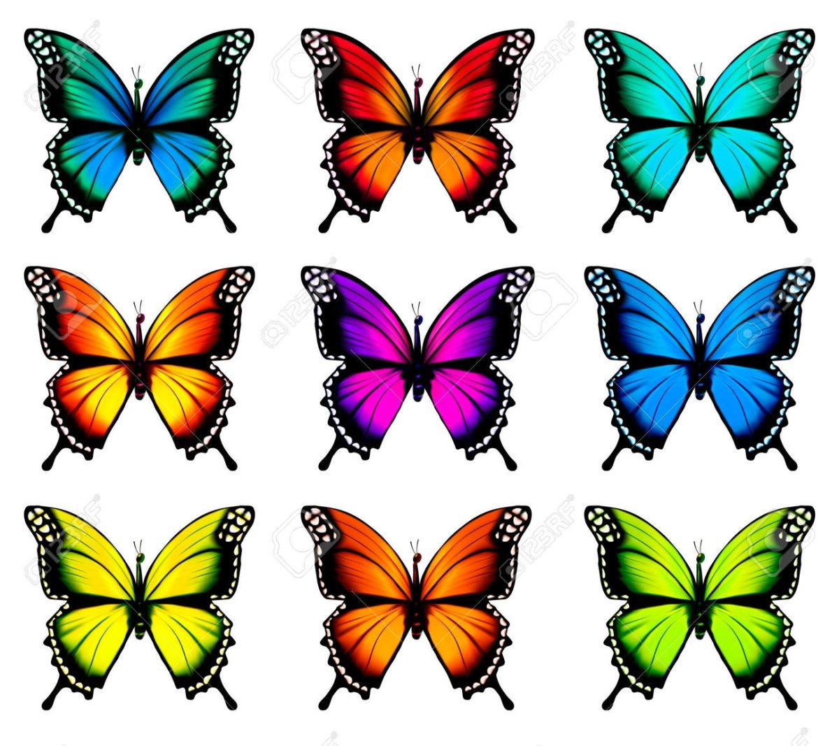 Цветные бабочки для печати
