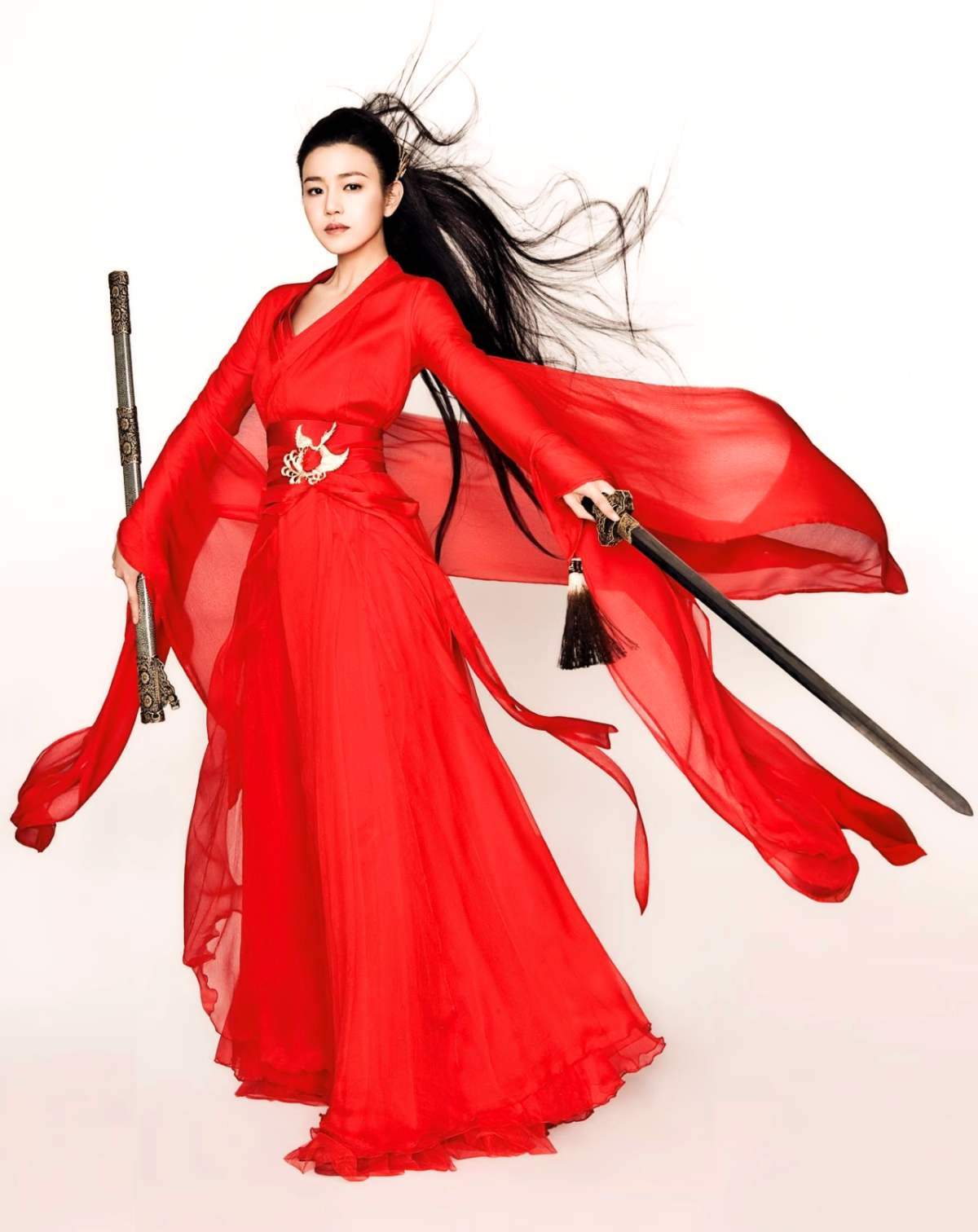 Китайское Ханьфу женское красное кимоно