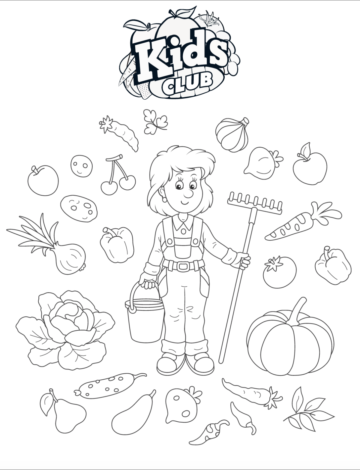 Раскраска девочка садовник