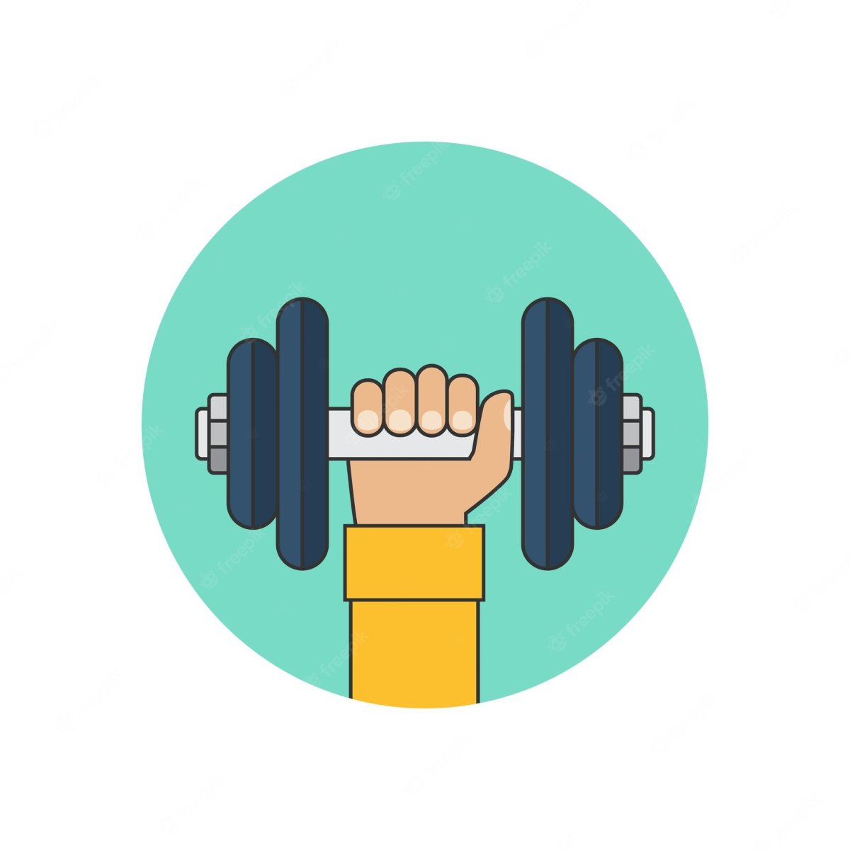 Значок с гантелями