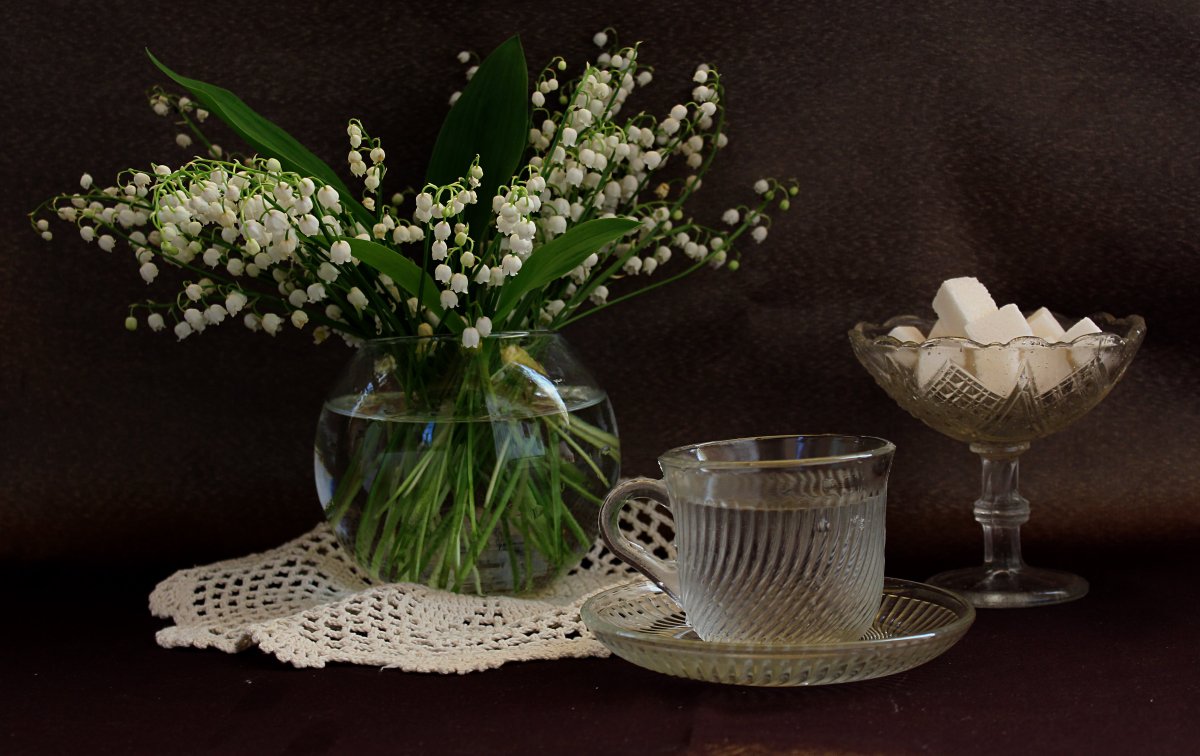 Уютный нежный фон для сайта с ландышем