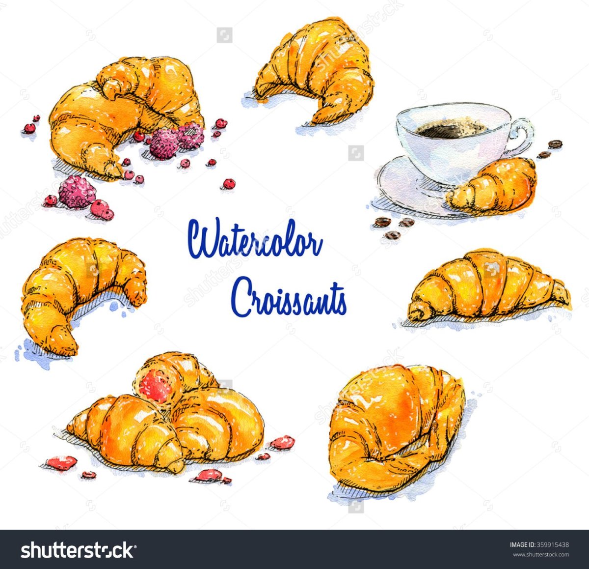 Кофе и круассан вид сверху