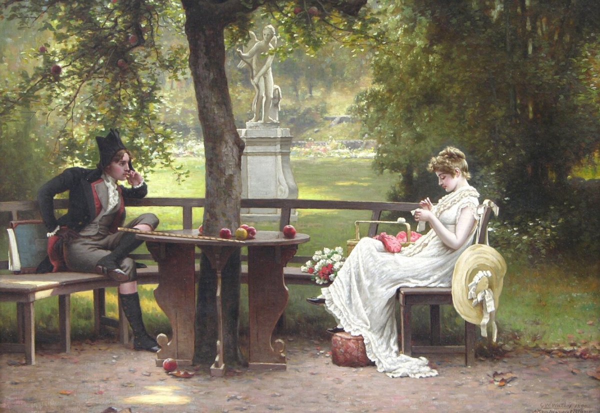 Джордж Уэйтерс, "романтическая сценка в саду"