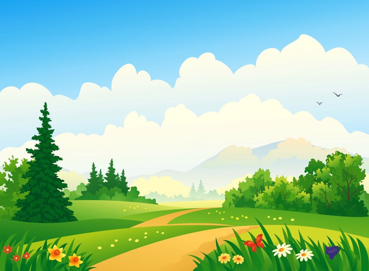 Опушка леса на полянке для детей