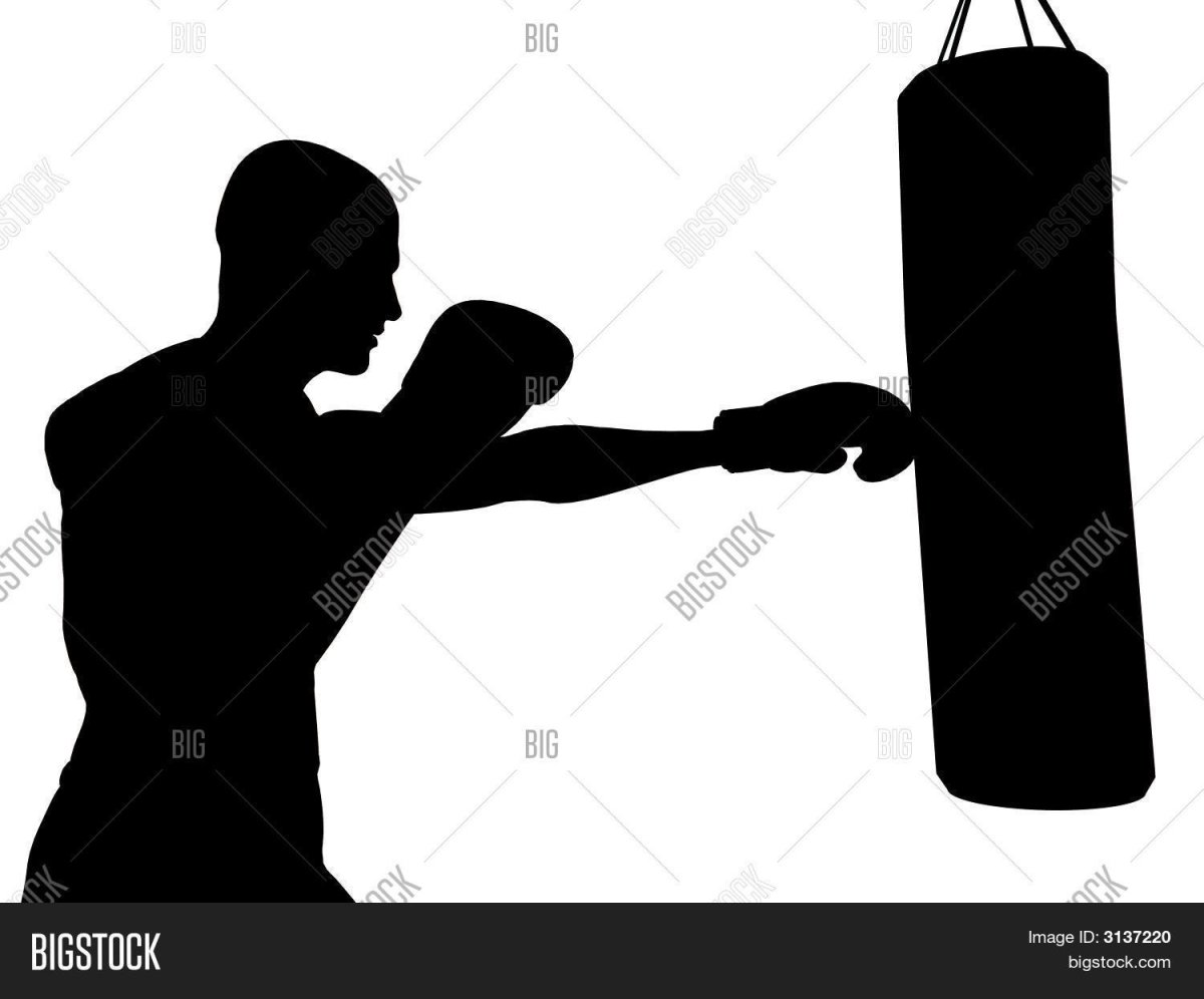 Боксер с грушей вектор