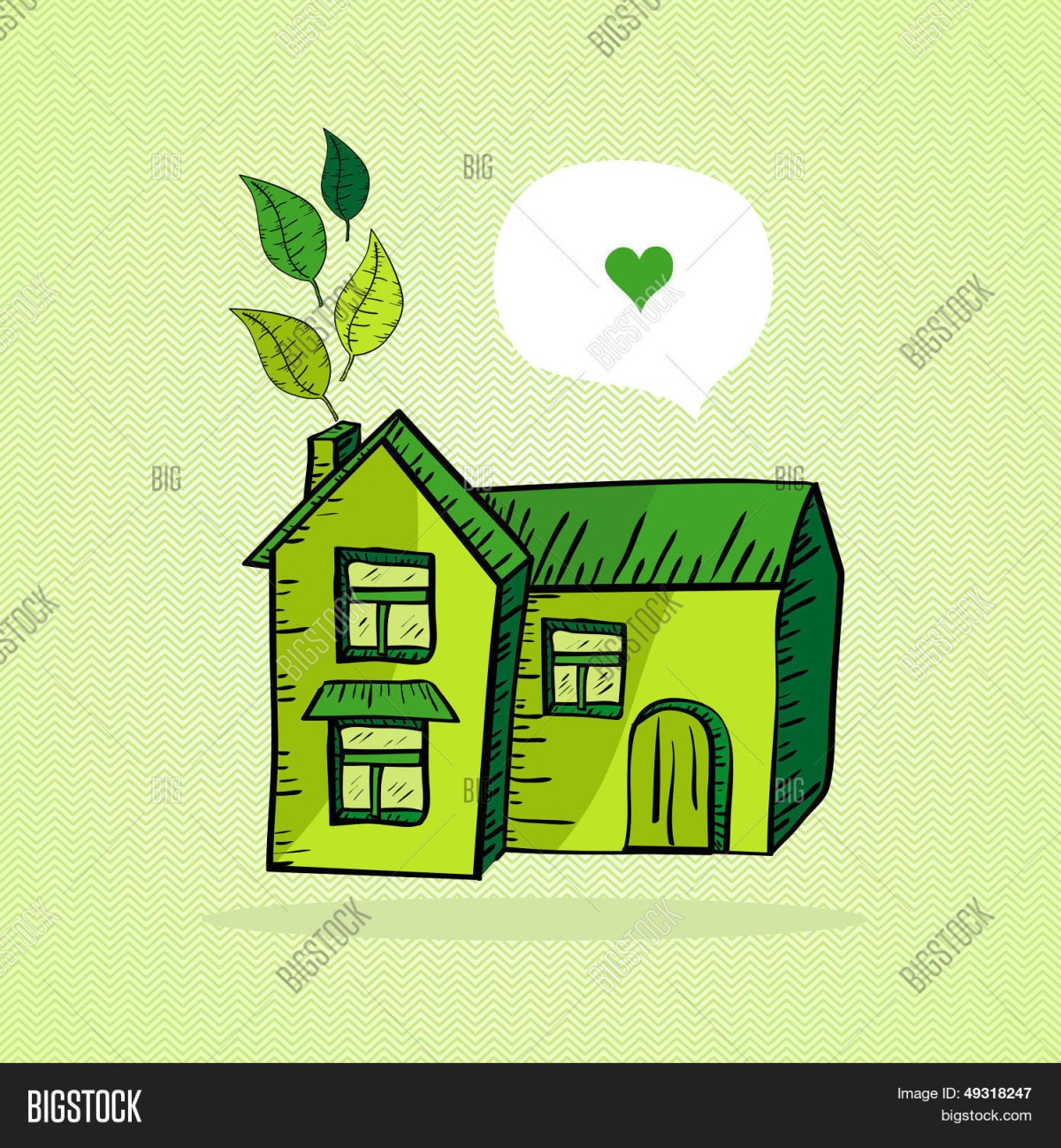 Синий и зеленый домик