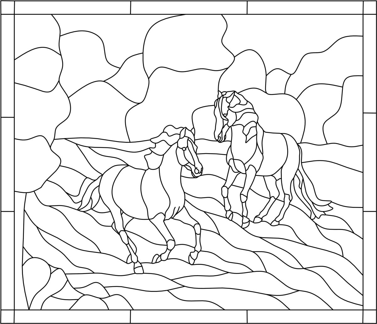 Витраж раскраска для детей