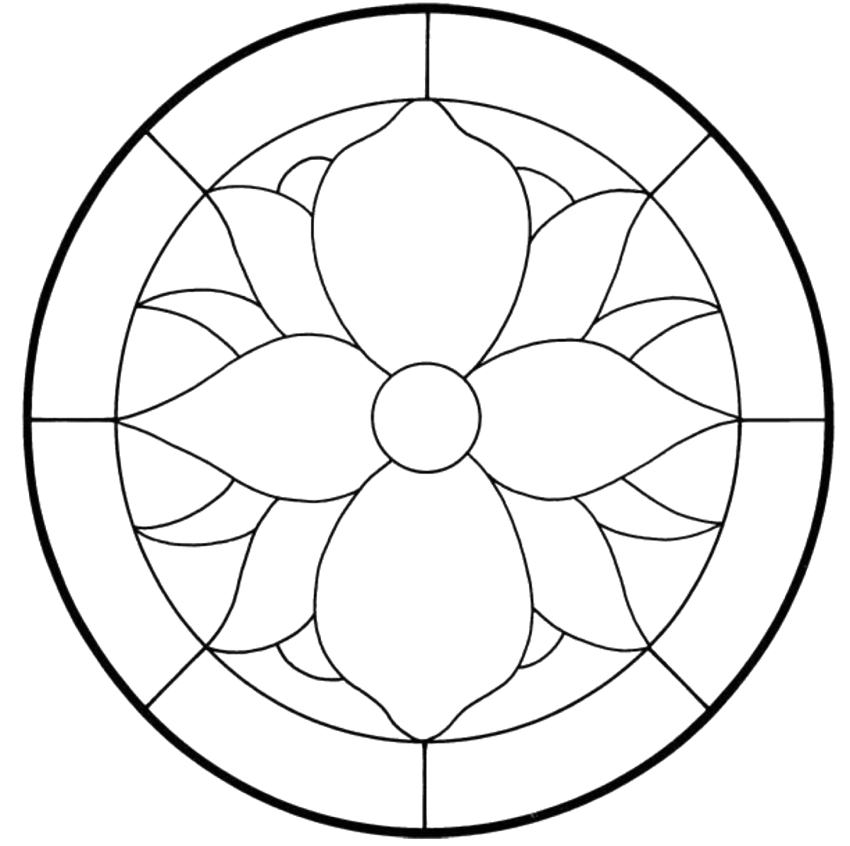 Контур для витража цветы
