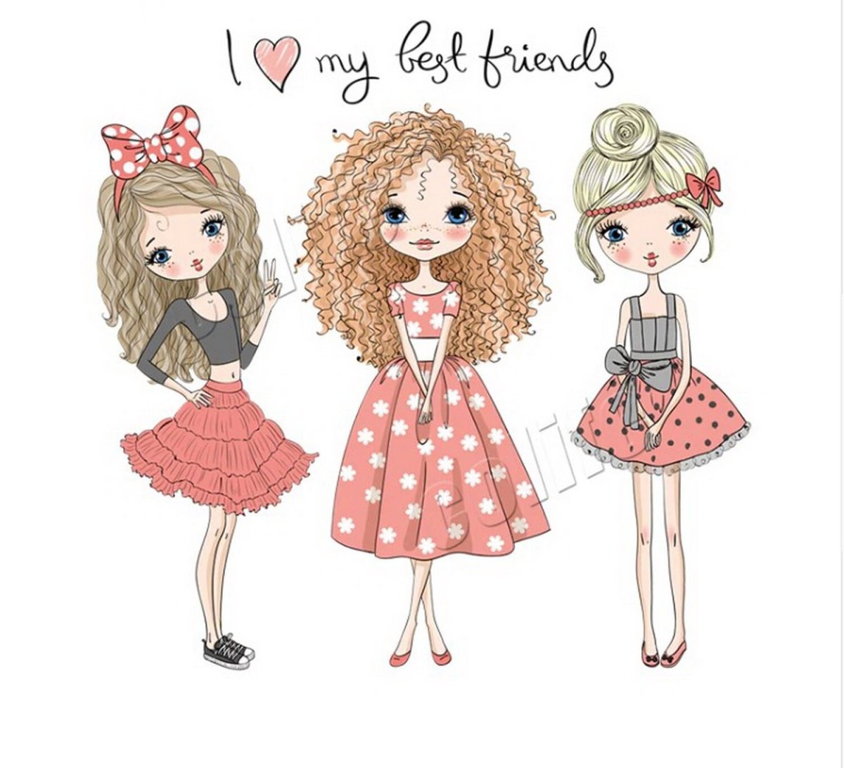 Три девушки нарисованные