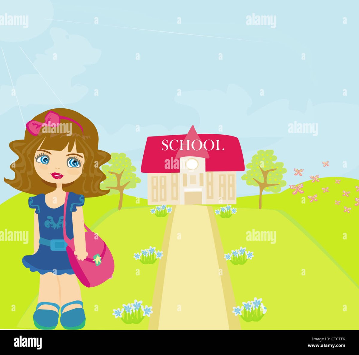 Девочка идет из школы домой