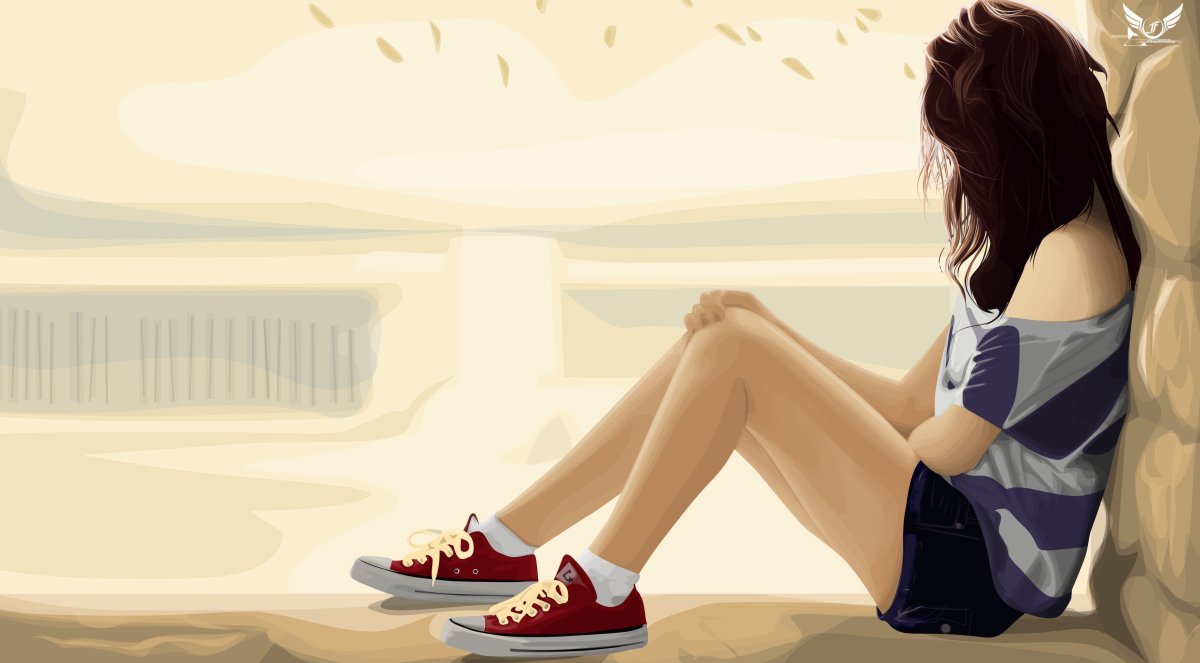 Девушка в платье летом спиной