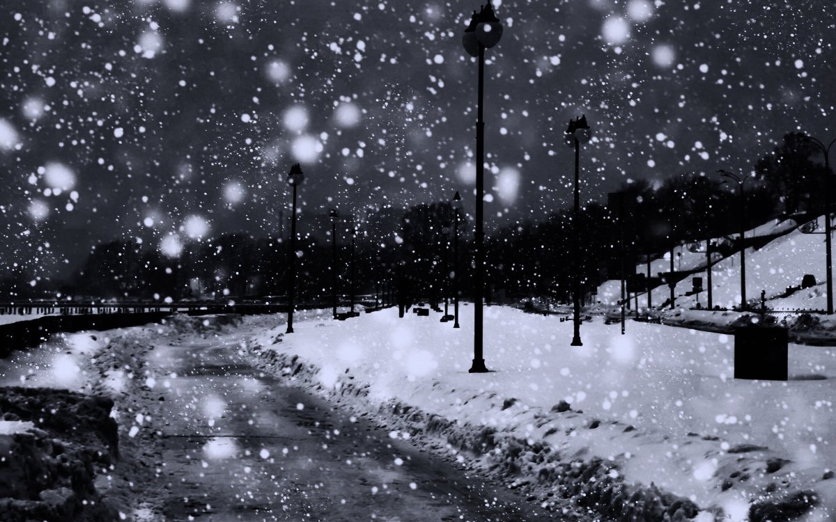 Снегопад в городе