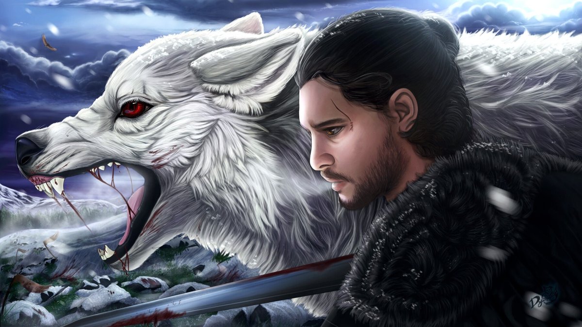 Джон Сноу волк и дракон