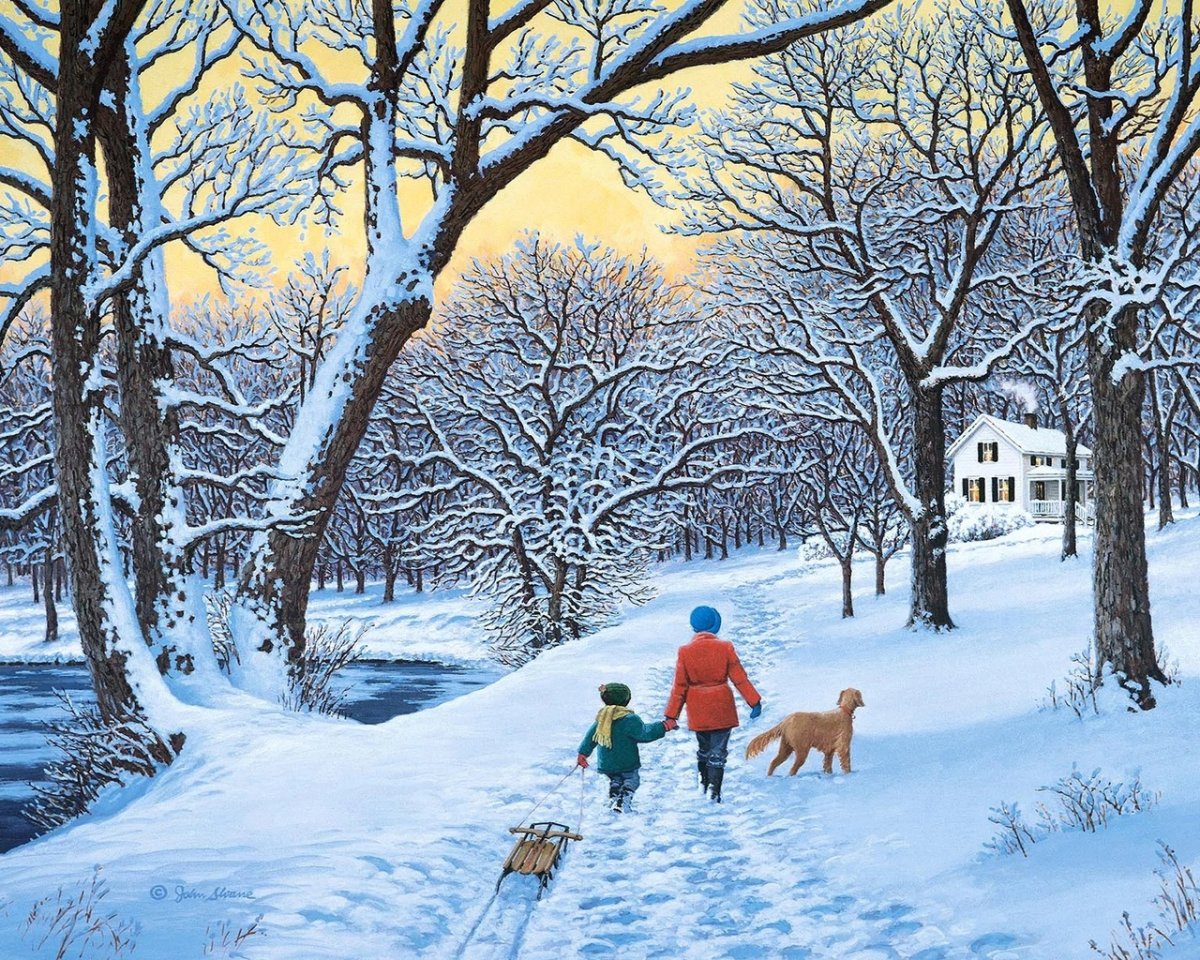 Джон Слоун зимний пейзаж