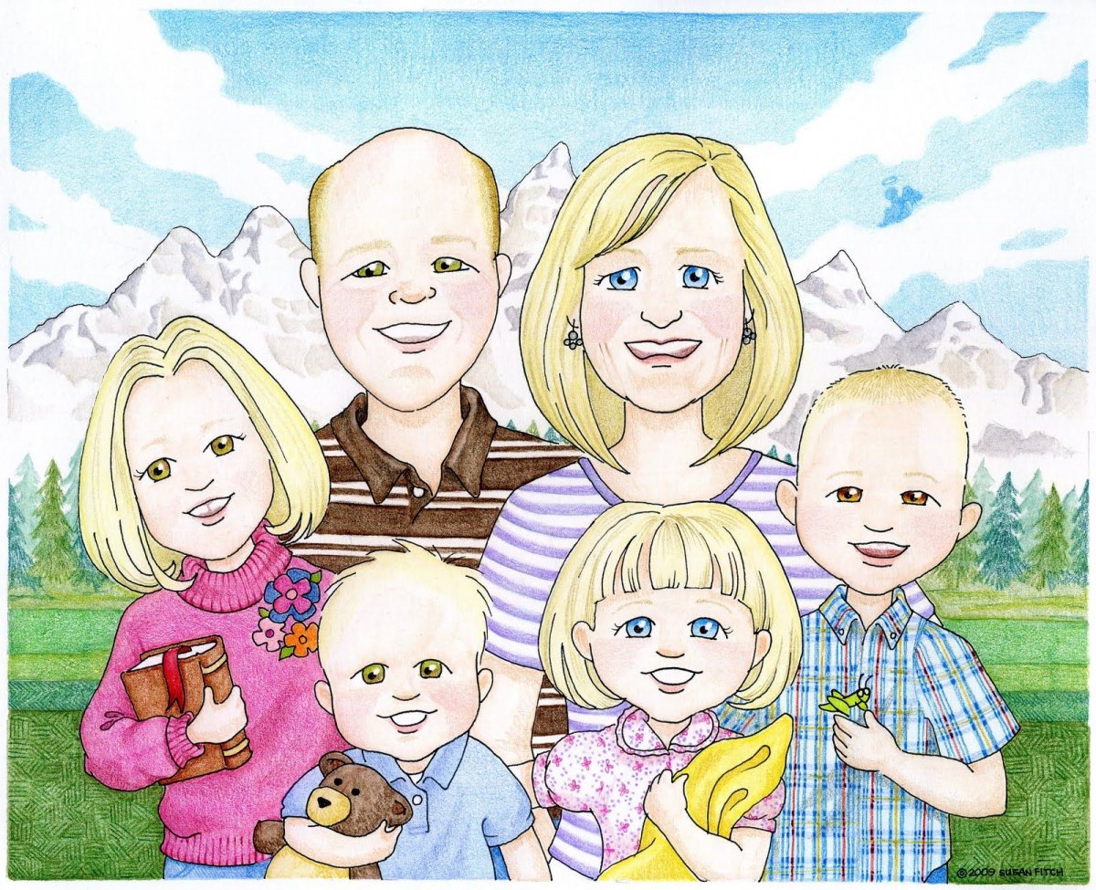 Новогодние рисунки для семьи портреты