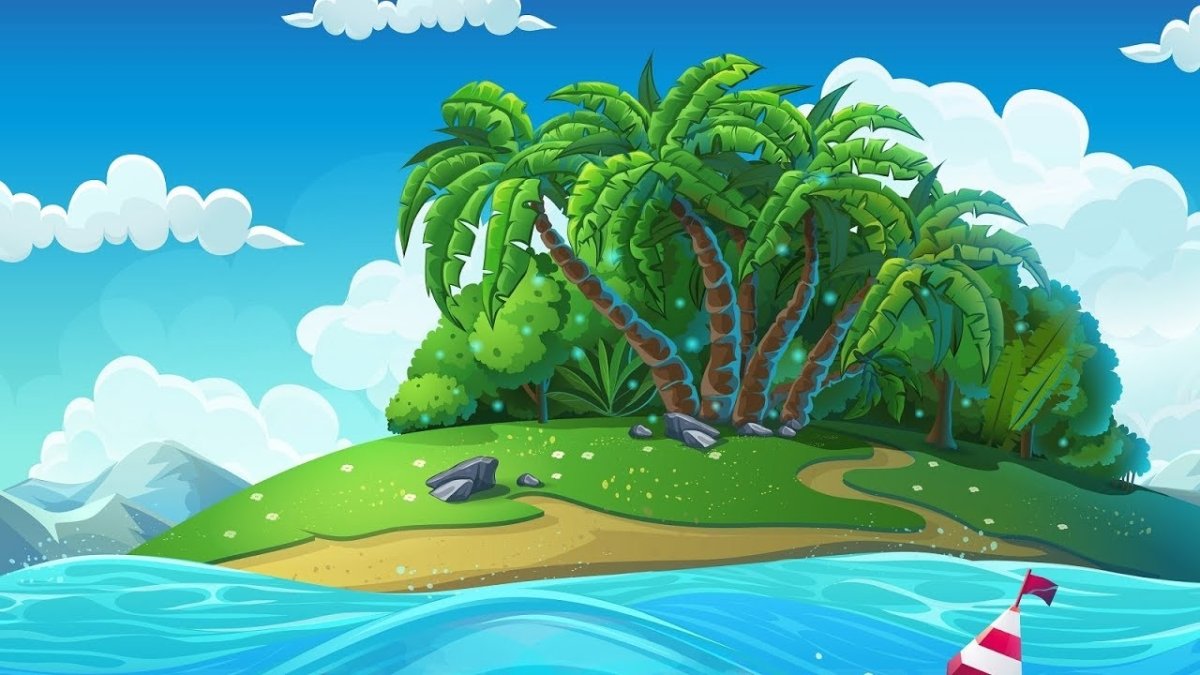 Мультяшное море остров