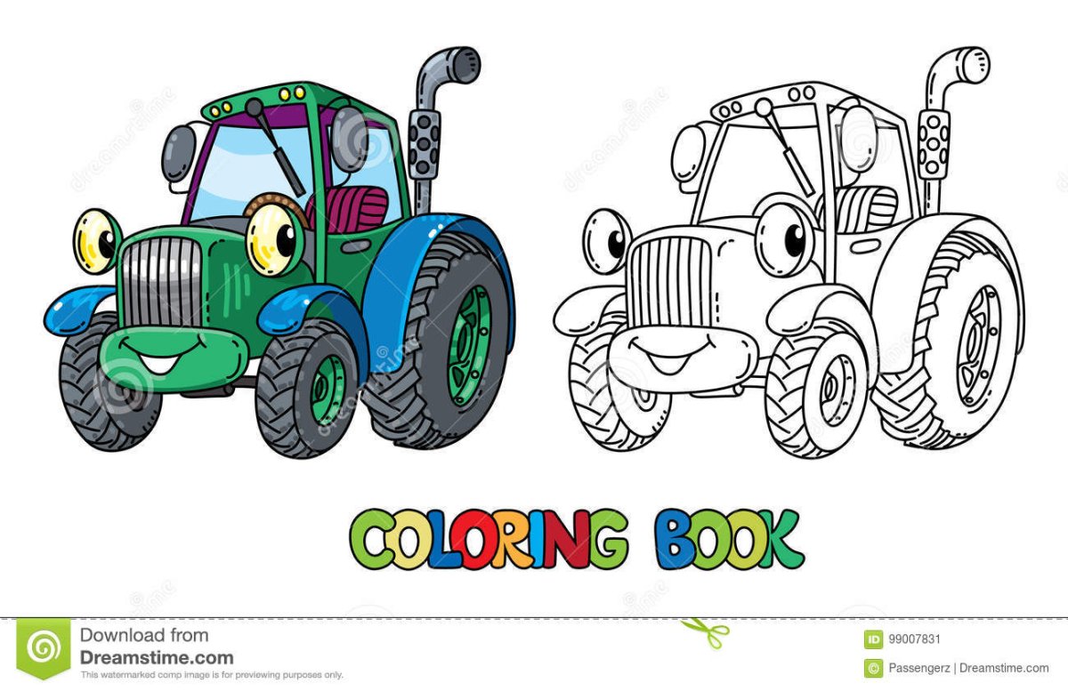 Раскраска трактор с бочкой
