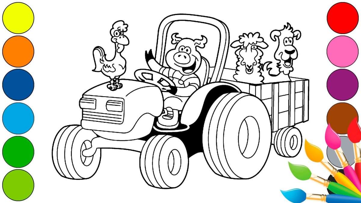 Трактор синий разукрашка трактор