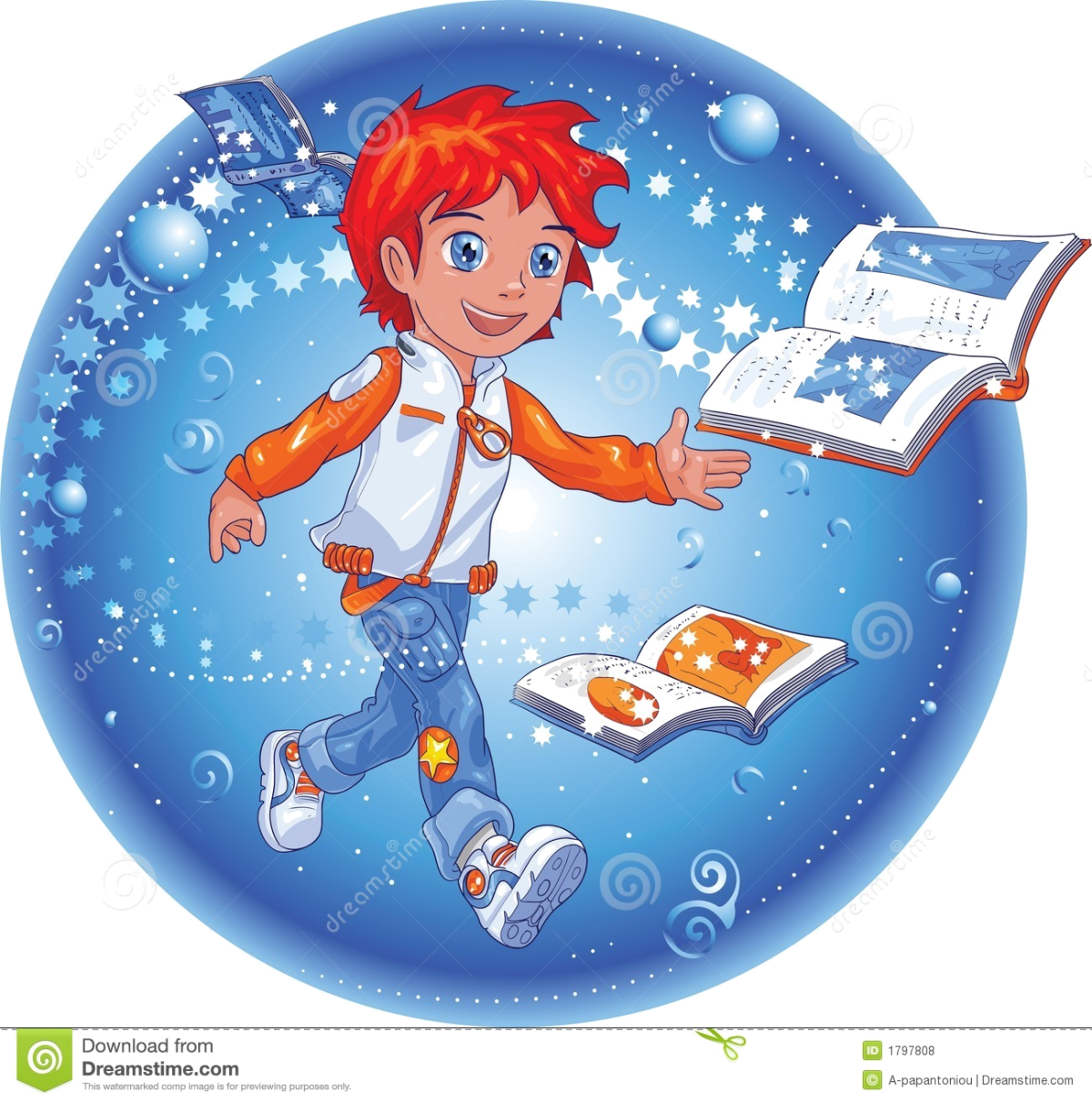 Мультяшный мальчик с книгой