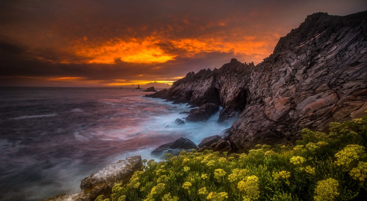 Природа горы море закат