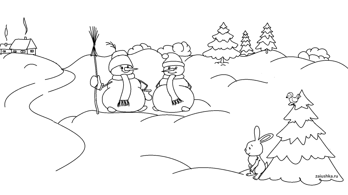 Детский рисунок зима