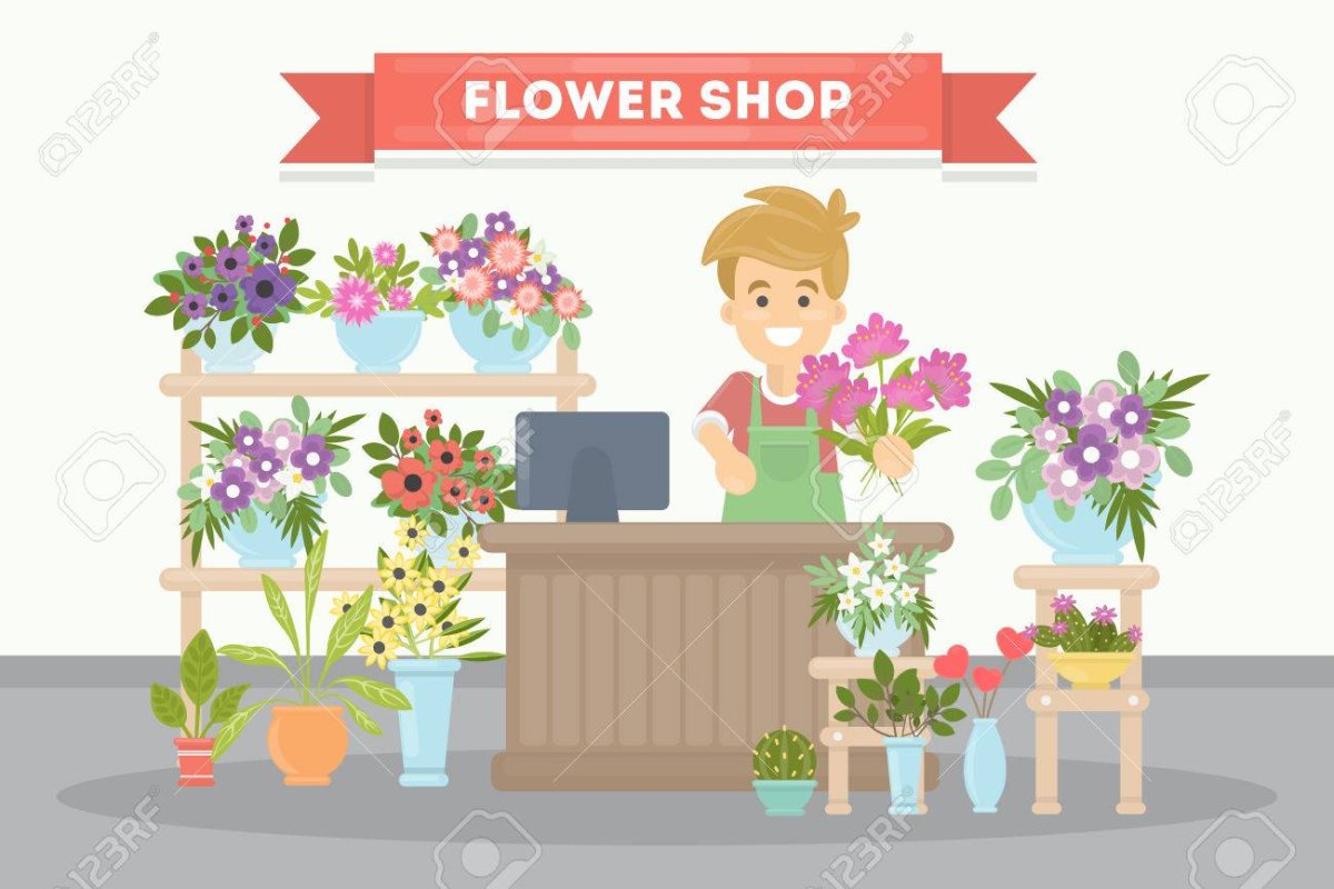 Цветочный магазин рисунок для детей