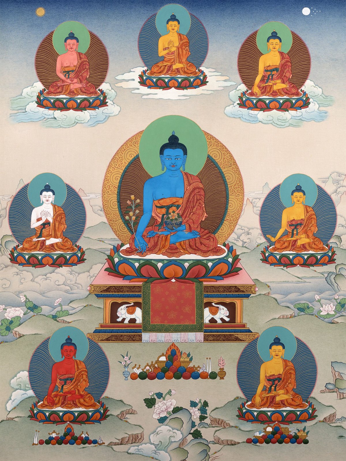 Рисование тханка Будда медицины