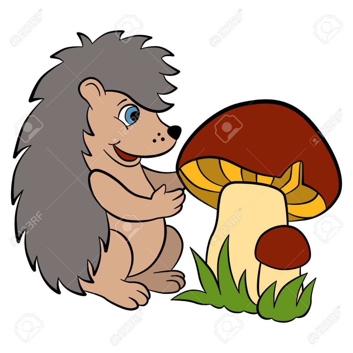 Ёжик с грибами арт