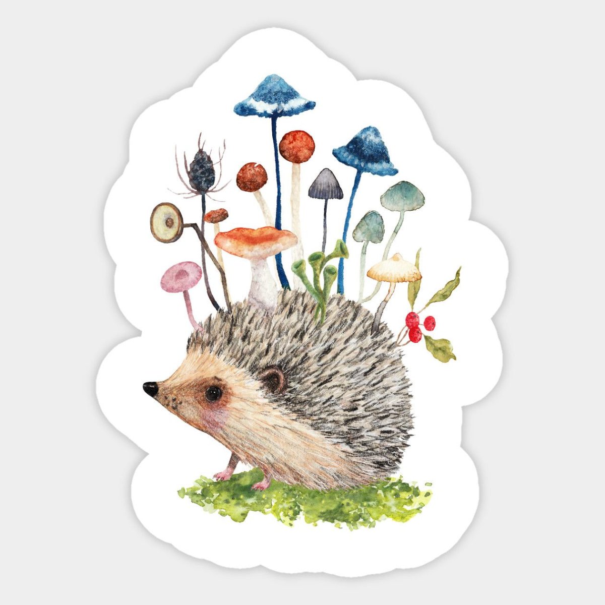 Еж несет яблоко