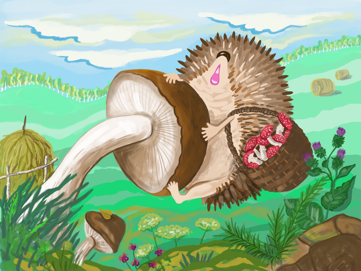 Ежик и гриб Лисичка