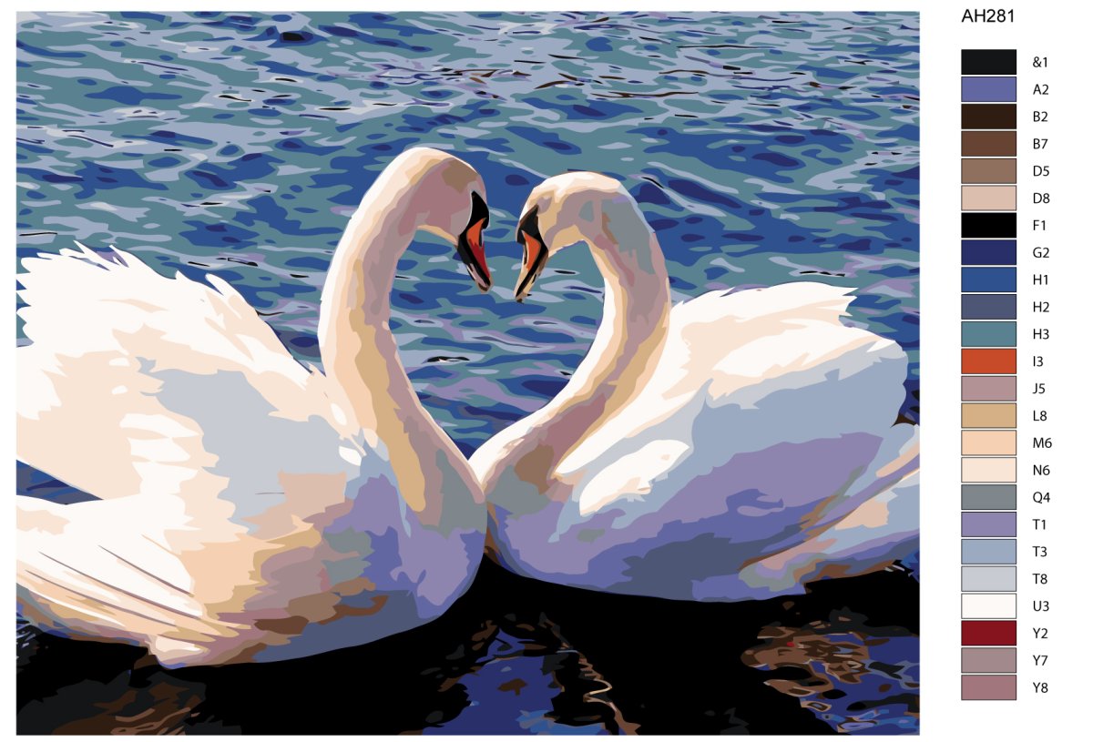 Картины по номерам "лебеди"